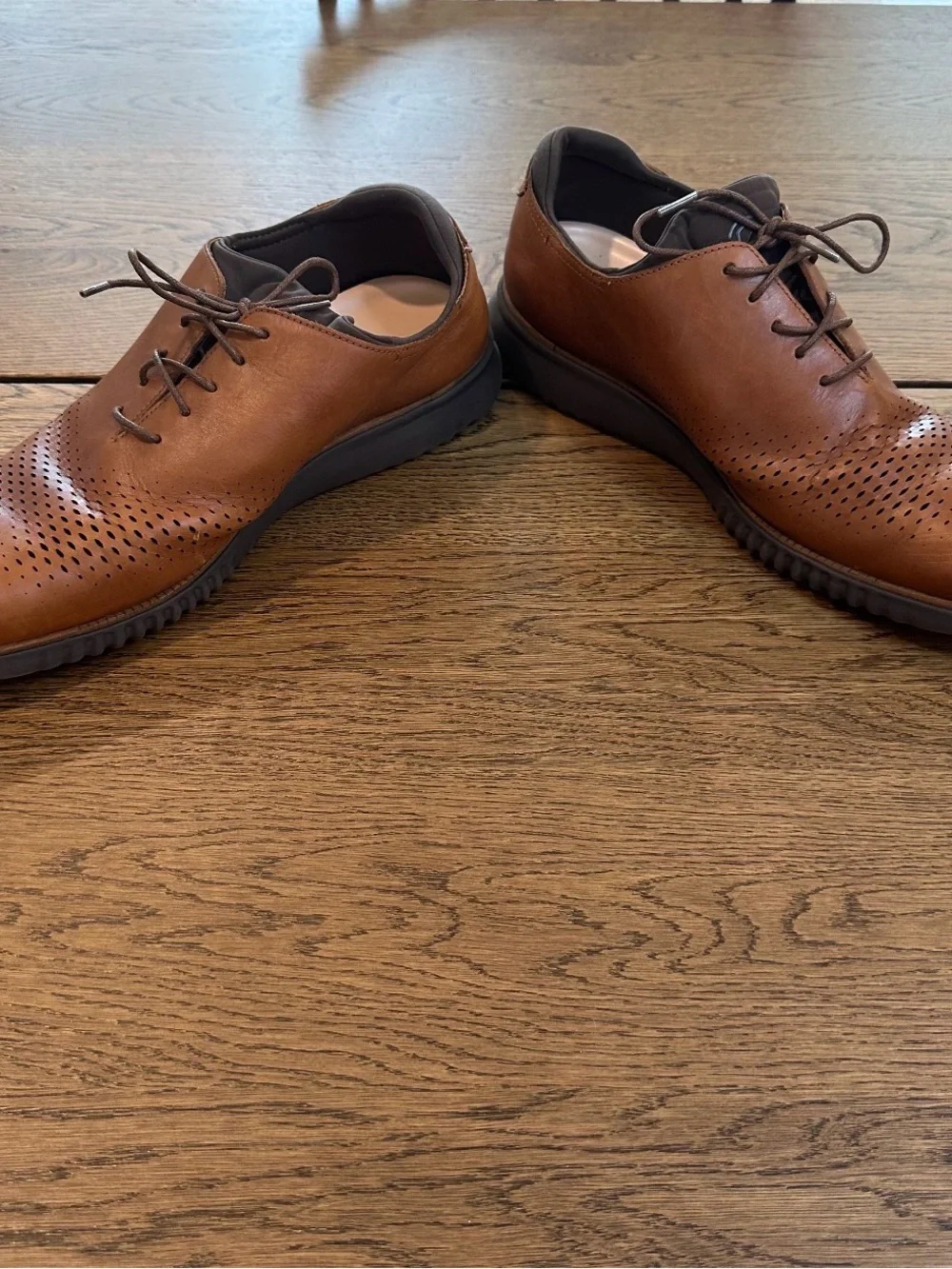 Cole Haan Grand.ØS Men’s 14M Brown Leather Perforated Oxford Dress Shoes